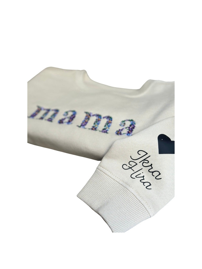 Floral Mama Sweater - Beige - Geborduurd
