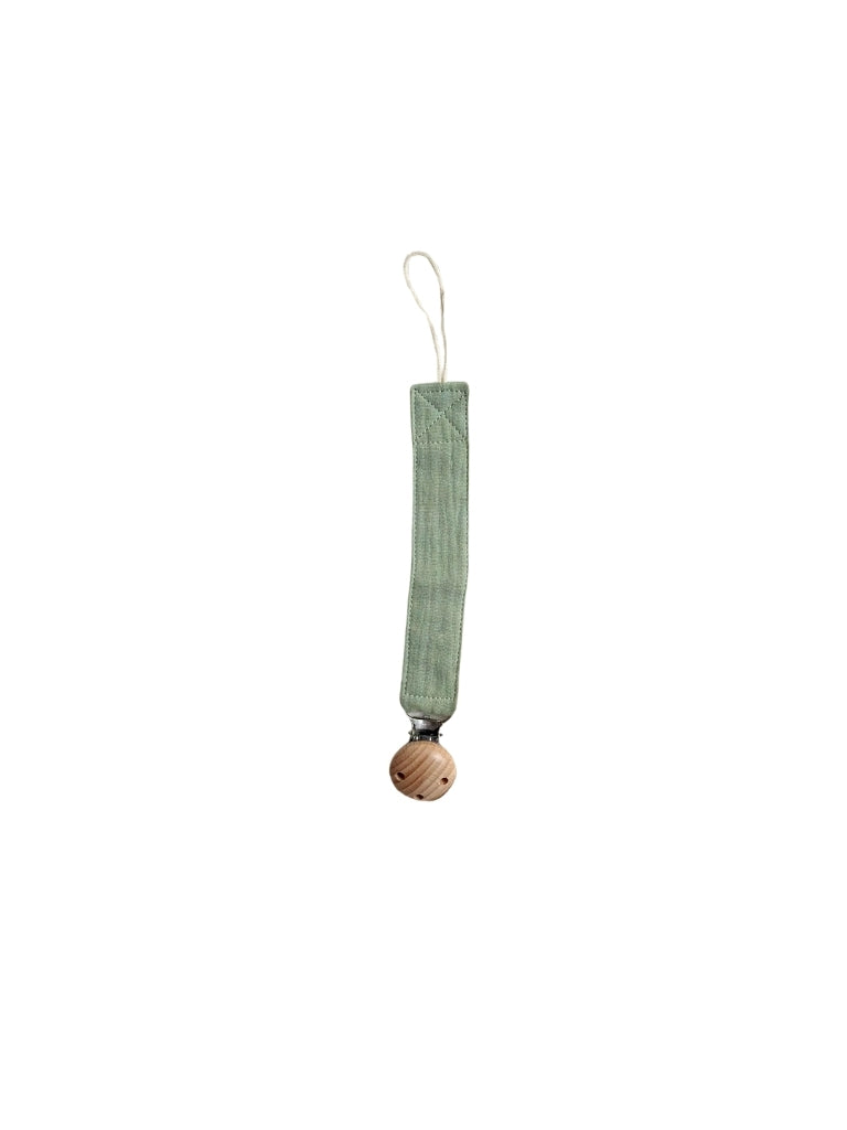 Speenkoord met houten clip & haarborstel set met naam - Taupe - Bedrukt