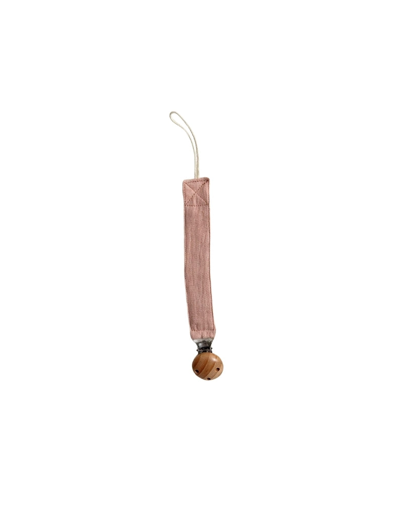 Speenkoord met houten clip & haarborstel set met naam - Taupe - Bedrukt