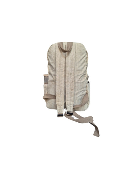Ribstof rugzak met naam geborduurd - Beige
