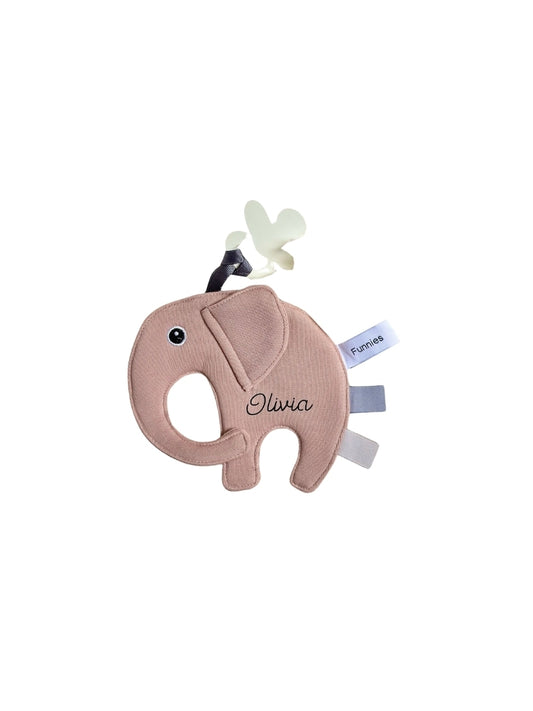 Speenkoord olifant met naam - Pinkstone - Bedrukt