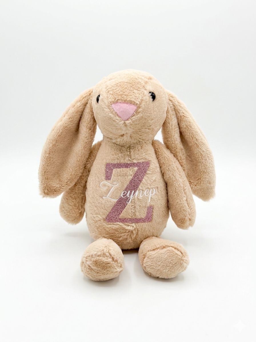 Knuffelkonijn met naam - knuffelmaatje incl. opbergtas