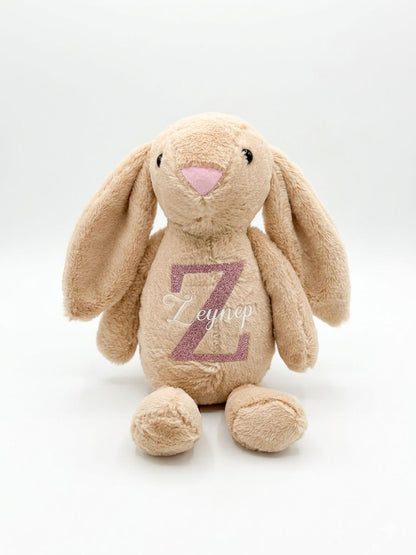 Knuffelkonijn met naam - knuffelmaatje incl. opbergtas